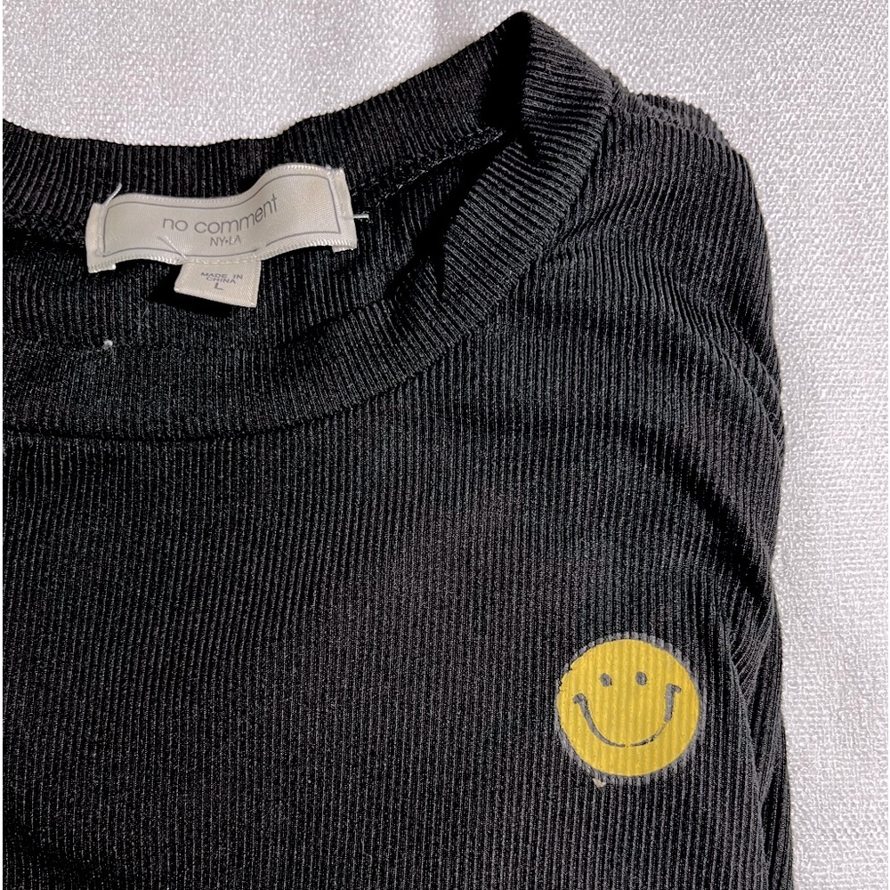No Comment Black Tee Shirt with Smily Face